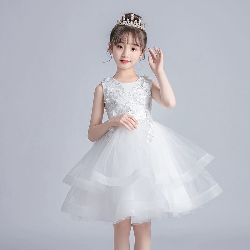 Girls' Princess Dress Summer Tulle Tutu Little Girls' Short Skirt Super Fashionable Children's Dress Piano Performance Performance Wear