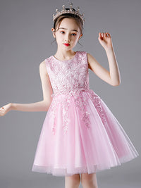 Puffy White Children's Fancy Summer Princess Dress