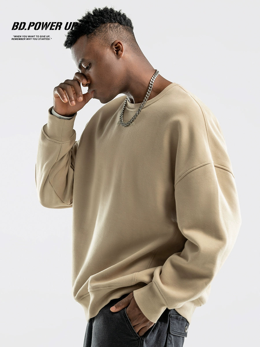 Couple Puff Print Women's Knitted Thick round Neck Sweatshirt