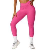 2024 Fashion Quick-Dry Hip Raise Skinny Yoga Pants Cross High Waist Fitness Pants Outwear Brushed Running Exercise Pants