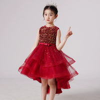 Children's Elegant Sequin Trailing Dress Piano