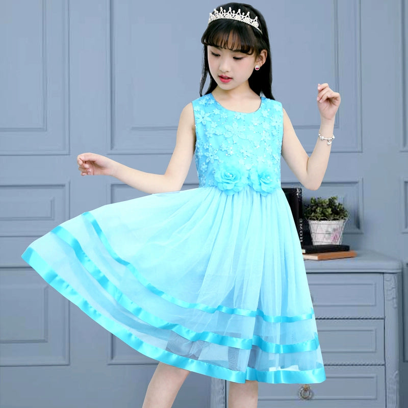 Summer New Children's Performance Western Style Lace Dress