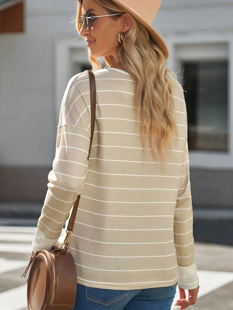 European And American-Style Striped Thin Personality Base Shirt Long-Sleeve T-shirt