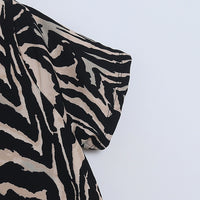 Export Retro Crew Neck Zebra Print Short Sleeve Dress