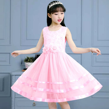 Summer New Children's Performance Western Style Lace Dress