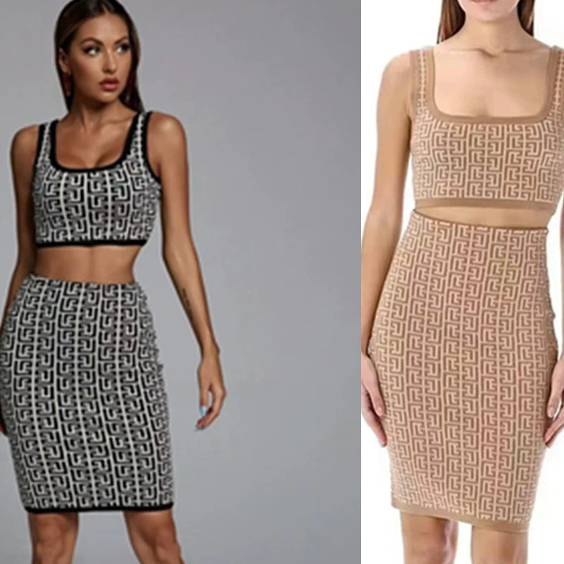 New Fashion Jacquard Slim-Fit Bar Two-Piece Set