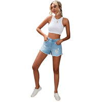 Dilamon Washed High Waist Worn Casual Denim