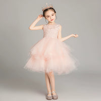 Princess Dress Girls Tulle Tutu Little Girls Western Style Flower Girl Wedding Dress Host Performance Wear Children's Catwalk Dress