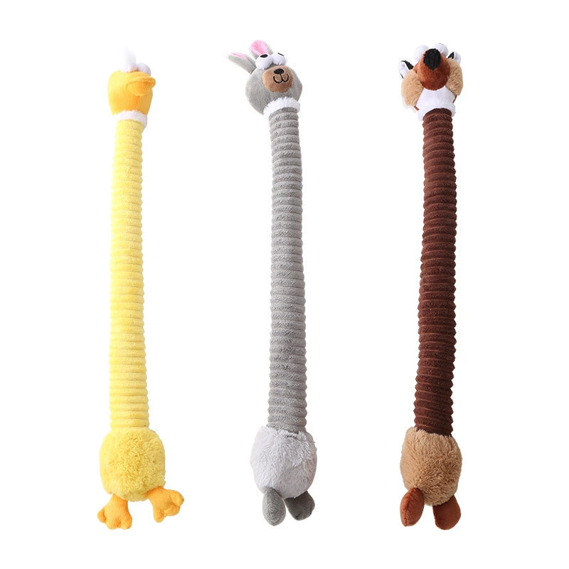 Long Dog Cartoon Long Neck Animal Gnawing Toy Sound Grinding Accompany Bichon Corgi Golden Retriever Samo