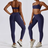 2023 Fashion Quick-Drying Nude Feel Yoga Suit Sports Back Shaping Workout Clothes Hip Lifting Sexy Skinny Yoga Clothes Two Pieces