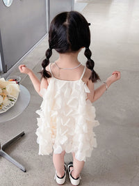 Women Children's Summer Clothing Petals Sleeveless Sling Dress 2023 New Girl's Elegant Sweet Formal Dress Princess Dress