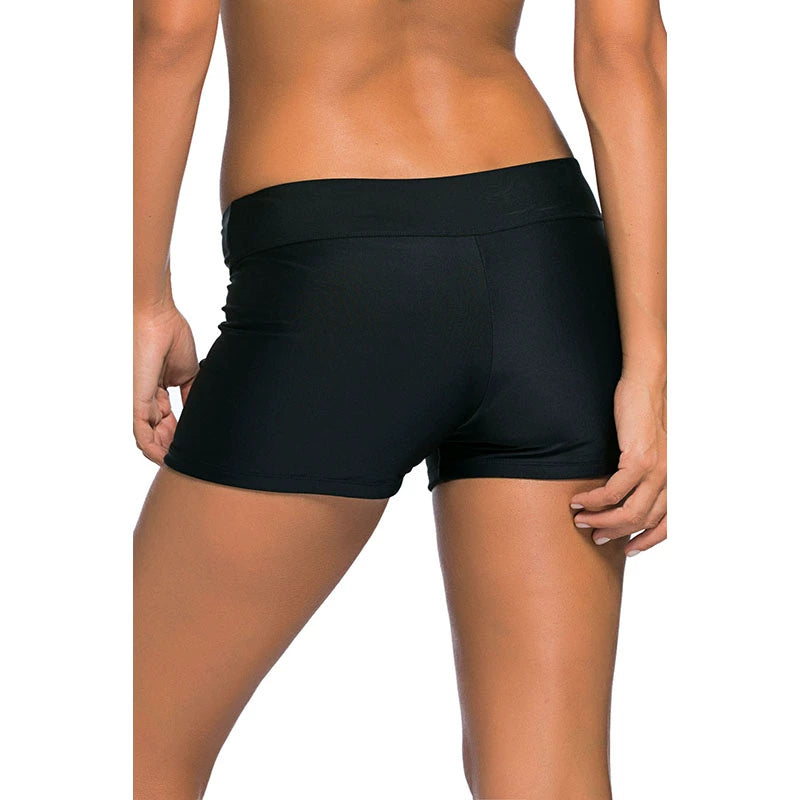 2024 Summer Boxer Swimming Trunks Women's Fashion New Arrival Hot Spring Vacation Black Low Waist Women's Boxer Beach Pants