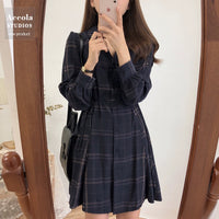 Chic Korean Retro Plaid Dress Girl Blouse