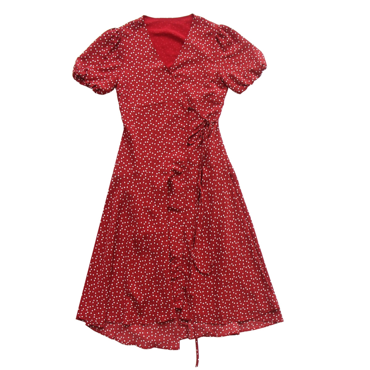 PISN Red French Retro Elegant Short Sleeve Dress