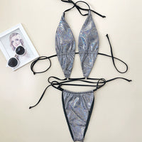 2023 New Fashion Bronzing Split Swimsuit Cutout Bikini Beach Swimming Suit Sexy Bikini for Women