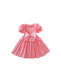 Children's Beautiful Back Stylish Puff Sleeve Dress Summer Clothes