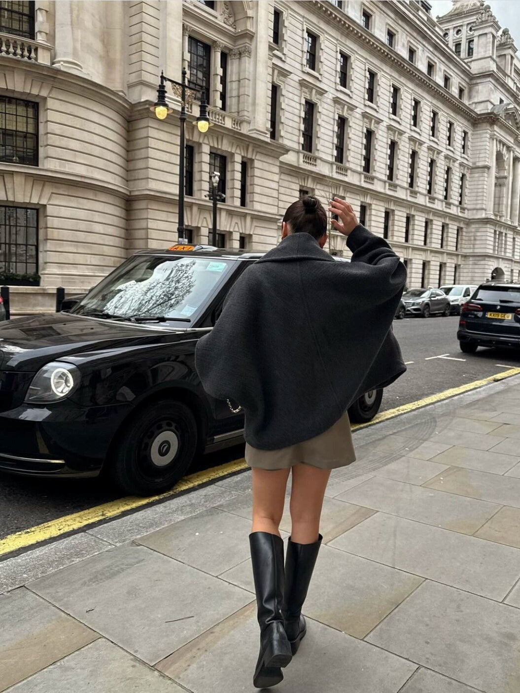 Miu Double Waist Stylish Niche Style Solid Color Skirt