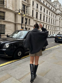 Miu Double Waist Stylish Niche Style Solid Color Skirt