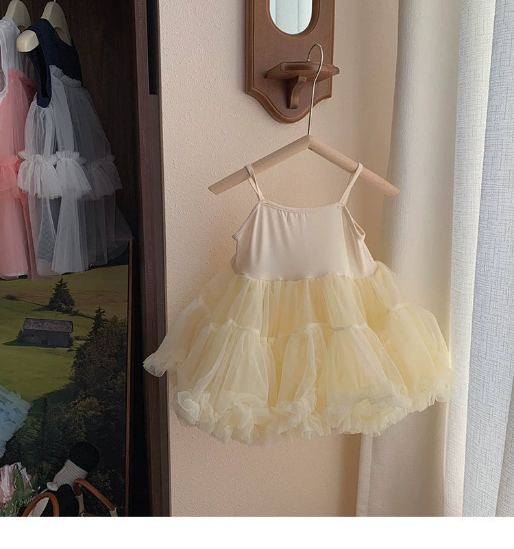 Korean Style Girl Dress Summer Dress Pettiskirt 2024 New Arrival Girl Princess Dress Fashion Baby Performance Dance Skirt