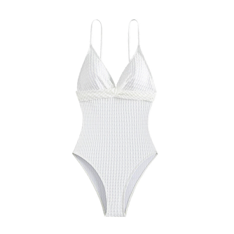 2024 New Arrival Independent Station Cross-Border Solid Color One-Piece Swimsuit Female European and American Sexy Swimsuit In Stock Export Swimsuit