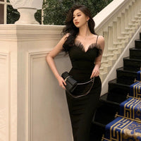 Elegant Lady Chest Show Party Sling Dress Mesh