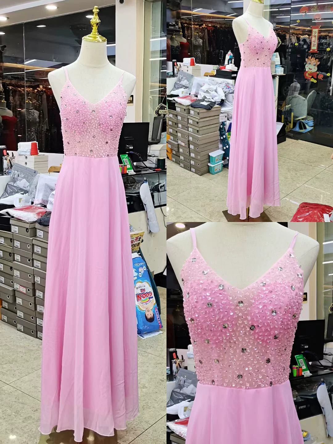 2 Chiffon Hand-Stitched Super Fairy Fluttering Nightclub Bar KTV Model Catwalk Evening Dress Covering Belly Thin Pink