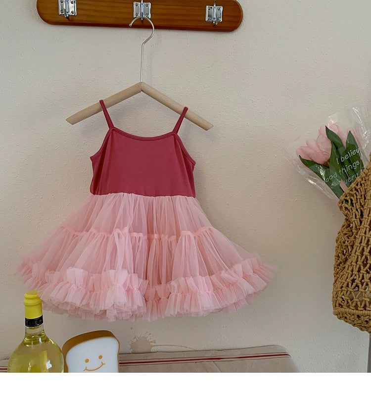 Korean Style Girl Dress Summer Dress Pettiskirt 2024 New Arrival Girl Princess Dress Fashion Baby Performance Dance Skirt