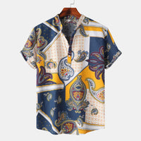 Men's Short-sleeved Shirt 2025 Summer New plus size Casual Hawaiian Printed Shirt Men's Cross-border Foreign Trade Men's Clothing