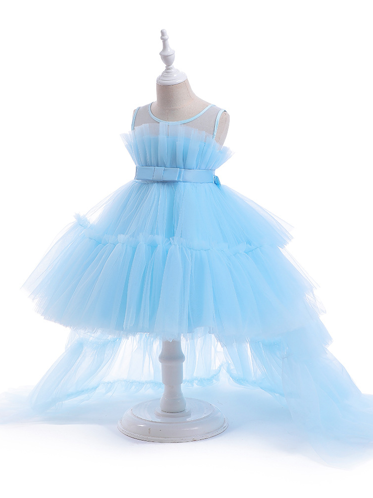 New Children's Princess Dress Pettiskirt Detachable Trailing Dress Gauze Dress Girls Piano Host Catwalk Performance Costumes