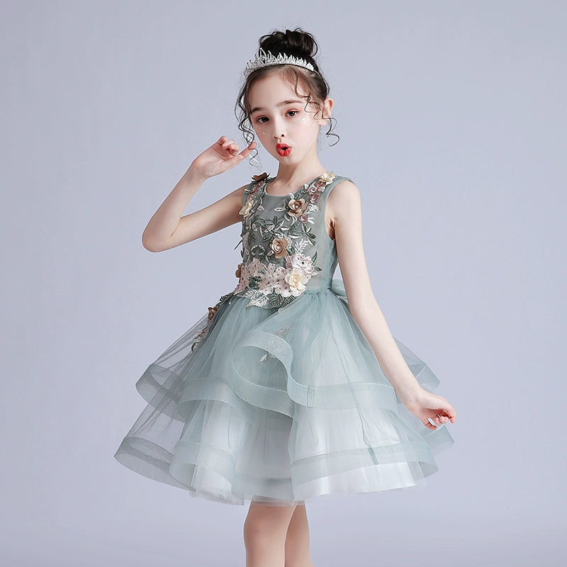 Girls' Princess Dress Summer Tulle Tutu Little Girls' Short Skirt Super Fashionable Children's Dress Piano Performance Performance Wear