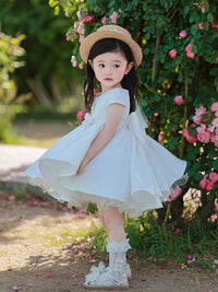 Children's Summer White Puffy Wedding Dress Lolita Flower Wedding Baby Girl Birthday Dress Flower Girl Wedding Dress