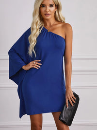 European and American Sexy One-Side off-the-Shoulder Casual Tight Skirt Amazon Pure Color Dinner Dress Knee-Length Skirt 222685