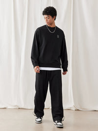 Bdpowerup New Knitted Black, Hoodie Men Minimalist Print Casual round Neck Sweater Men Loose