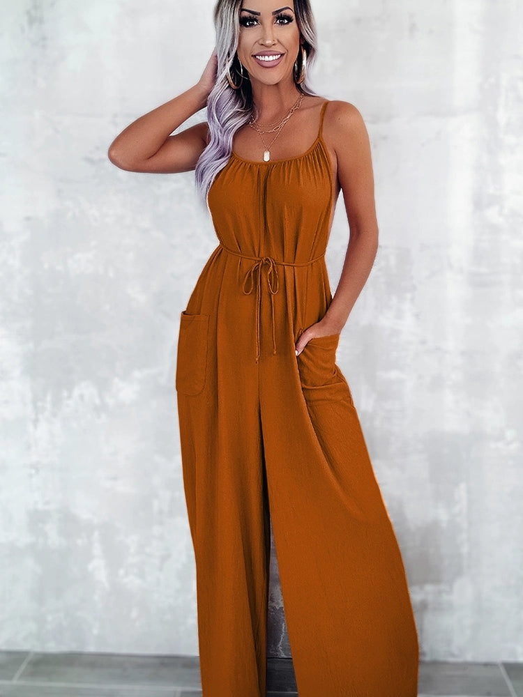 European and American Sexy Cold-Shoulder Sleeveless Jumpsuit Trousers Sling