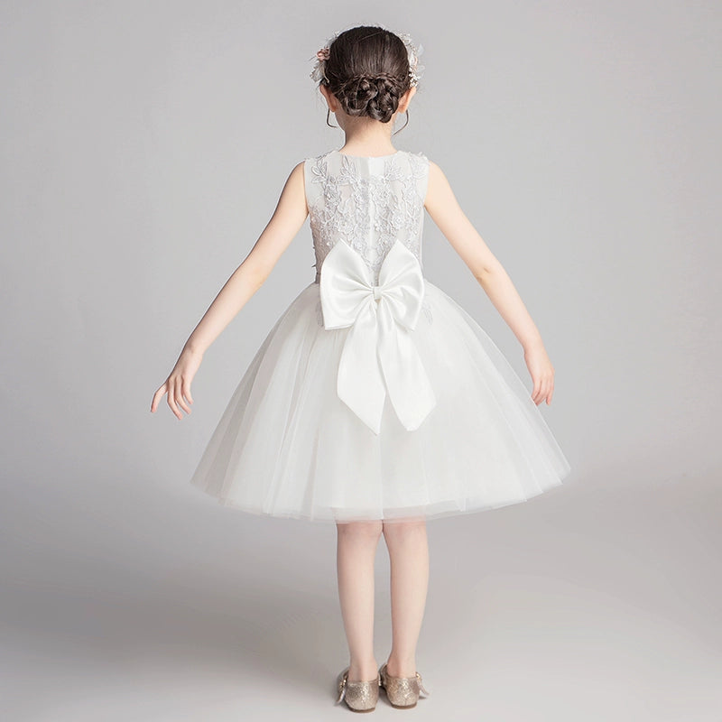 Girl Dress Princess Dress Tulle Tutu Short Little Flower Girl 61 Dress Host Kids Costume for Piano Performance Summer