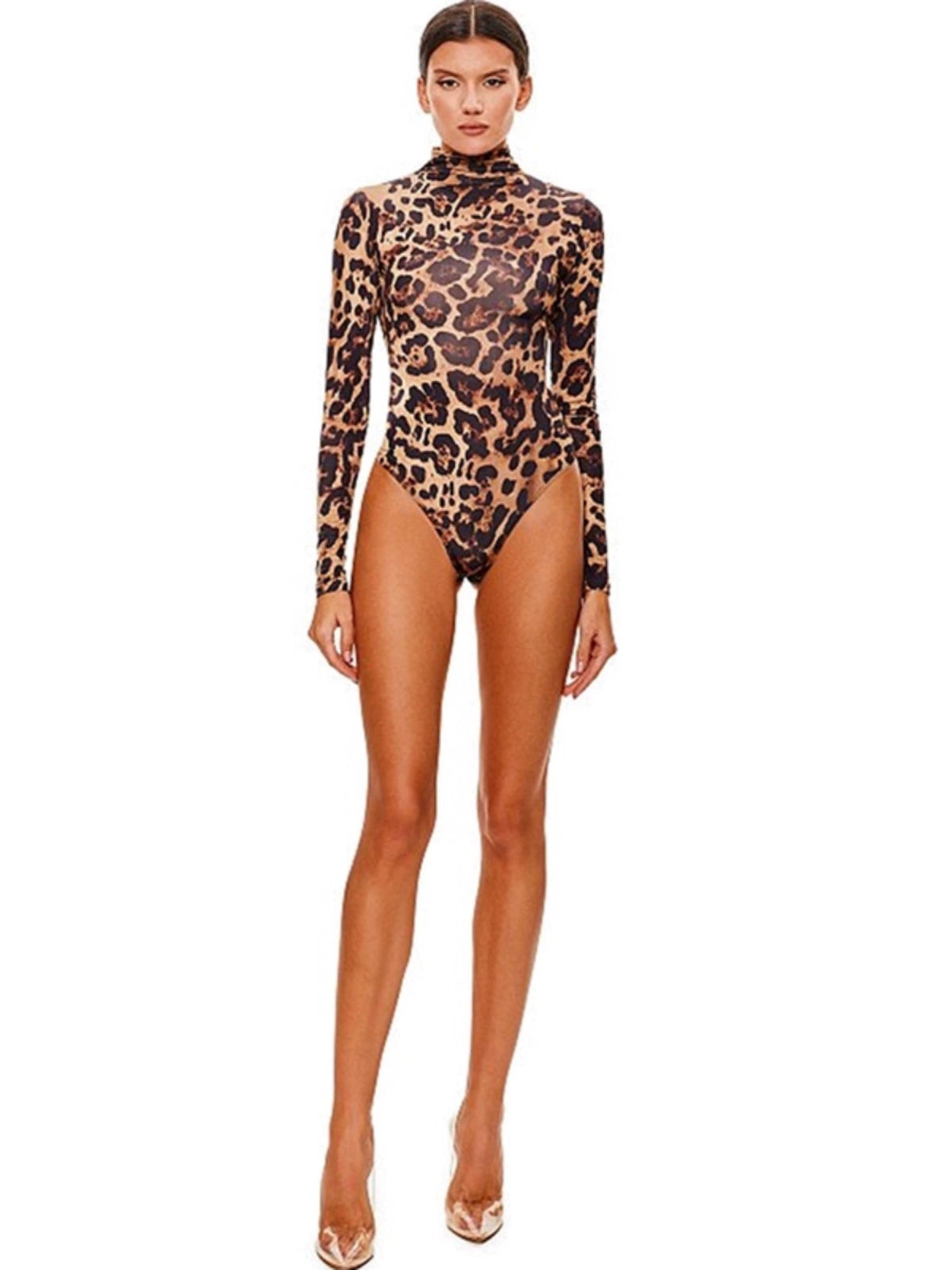 Fashion Trendy Leopard Print Print Silm High Waist Jumpsuit