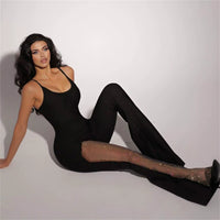 Show Thin Black High Waist Pants Low-Cut Suspenders