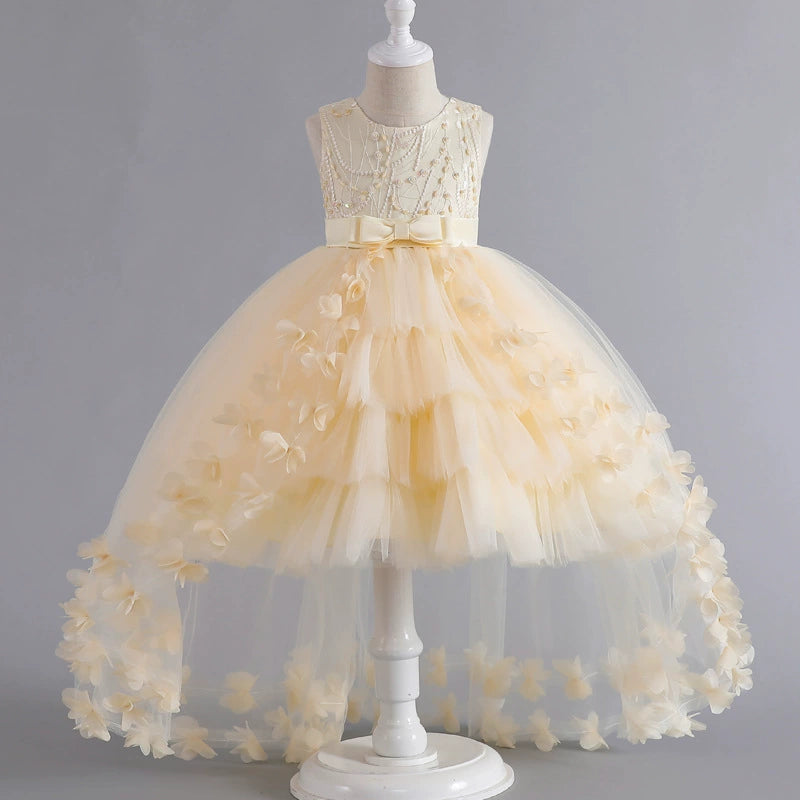 Girls' Trailing Dress Formal Dress Evening Dress Sleeveless Princess Dress Pettiskirt Cake Dress Party Dress Performance Dress