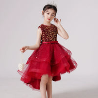 Children's Elegant Sequin Trailing Dress Piano