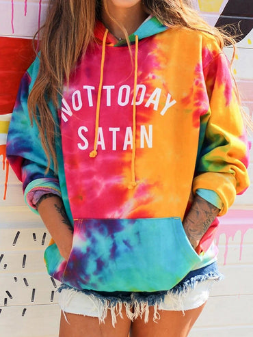 Fashion Color Tie Dye Thickened Hooded Pullover