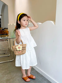 INS Summer Kids Straw Woven Bag Girl Rattan Flower Hand Bag Princess Retro and Fashion All-Matching Accessory Bag