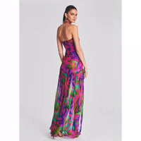 New Summer Tube Top Fashion Print Mid Length Long Length Casual and Comfortable Party Dinner Toast Name Gentle Dress