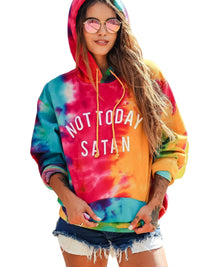 Fashion Color Tie Dye Thickened Hooded Pullover