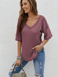 Dillamon Solid Color Casual Half-Sleeve European and American Style Top