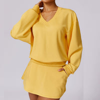 Fashion Spring Knitting Long Sleeve Sweatshirt Tops Outdoor Keep Warm Pullover All-Matching Loose-Fitting Casual Pullover V Neck