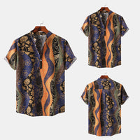 Men's Short-sleeved Shirt 2025 Summer New plus size Casual Hawaiian Printed Shirt Men's Cross-border Foreign Trade Men's Clothing
