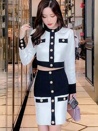 Bandage Long-Sleeve Elegant-Piece Set