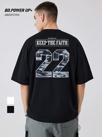 Camouflage Affixed Cloth Embroidered Men's All-Match Cotton Short-Sleeve T-shirt