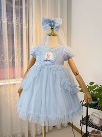 Elsa Girl Summer Dress Western Style Sequin Baby Princess Dress