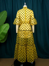 European and American-Style plus Size Polka Dot Long Dress